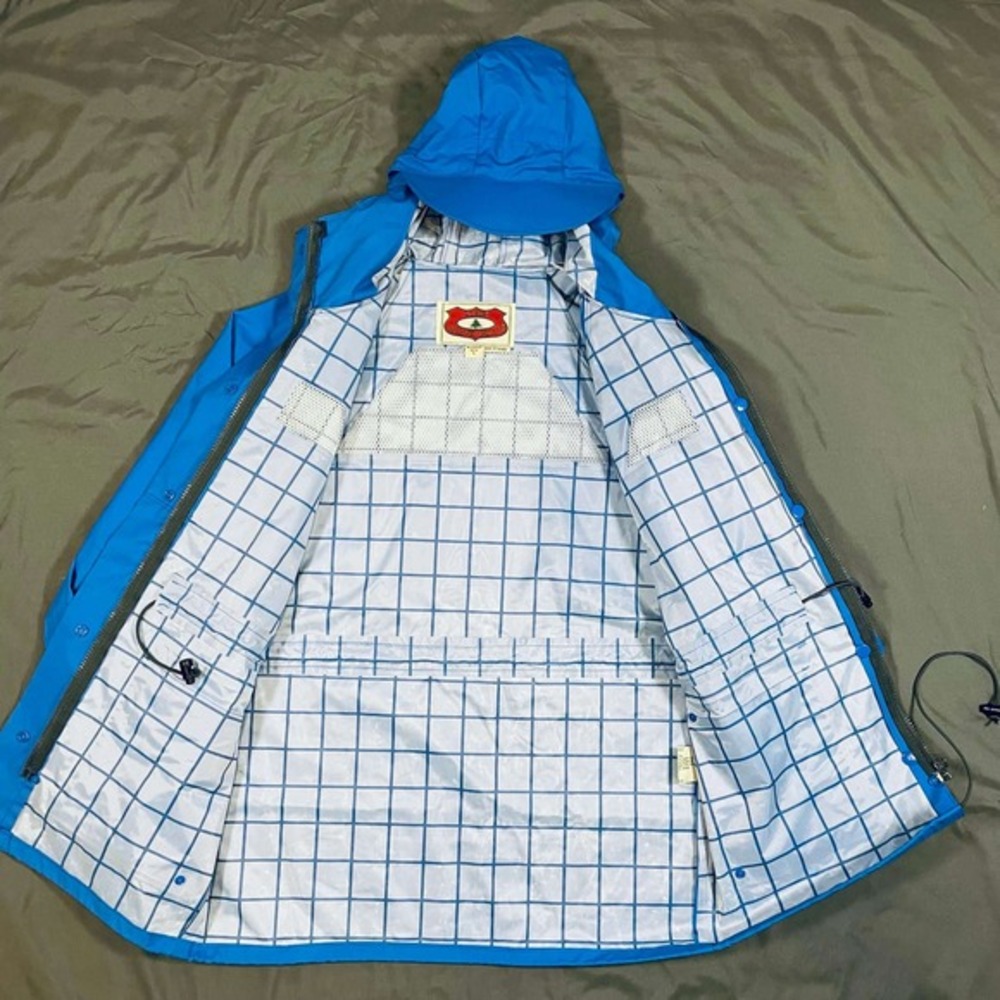 Vintage LL Bean Maine Guide Rain Jacket Blue Hooded Waterproof Womens Small - Picture 3 of 16